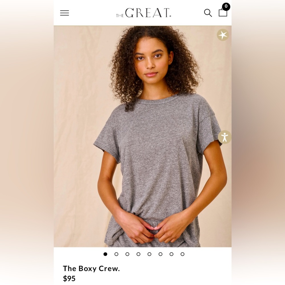 The GREAT. Boxy Crew tee. NWT. Color: Heather Gray.